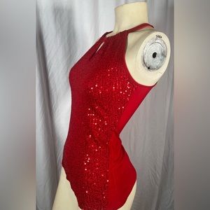 INC international concepts red sequin tank top light weight w a little s…